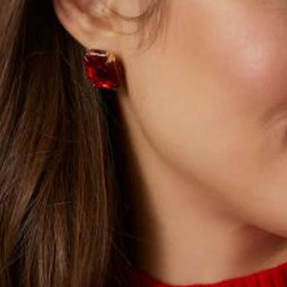 Rectangle Jewel Stud - Red - Picture 3 of 3